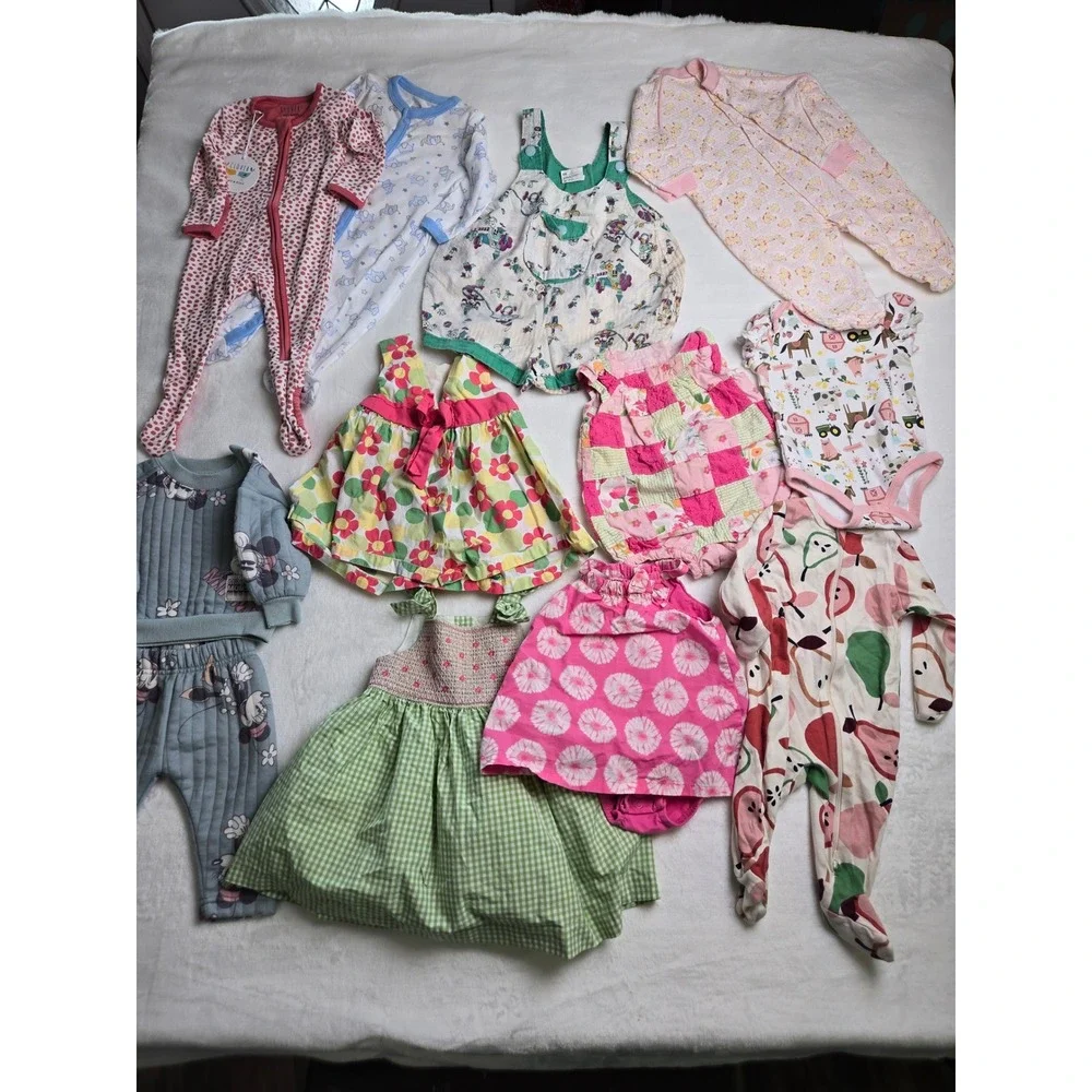 Baby Girl Clothes Lot 12pc Gymboree Disney Clover Duck John Deer 0-9 mth mix lo